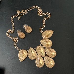 Gold Statement Necklace and Earring Set